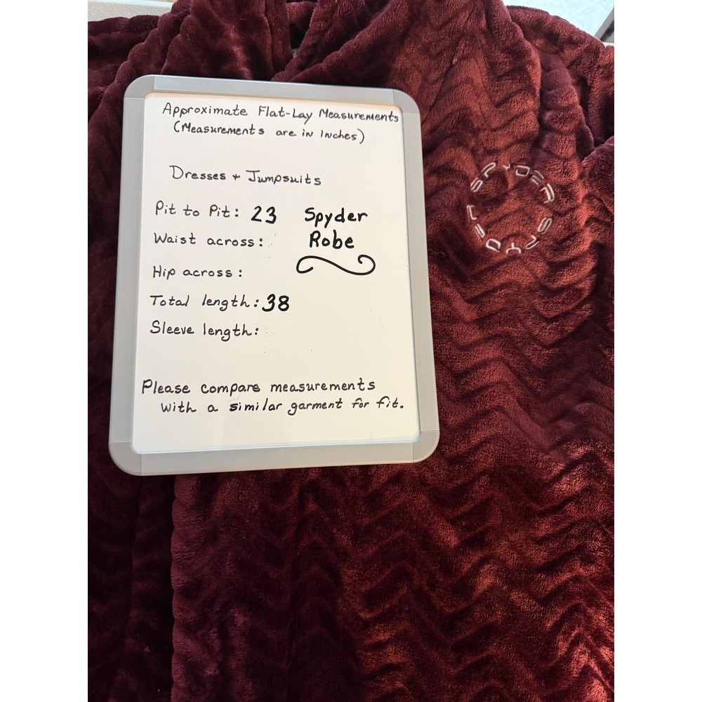 Spyder Womens M Burgundy Fleece Robe Chevron Plush Soft Long Sleeve Belted - Picture 7 of 8